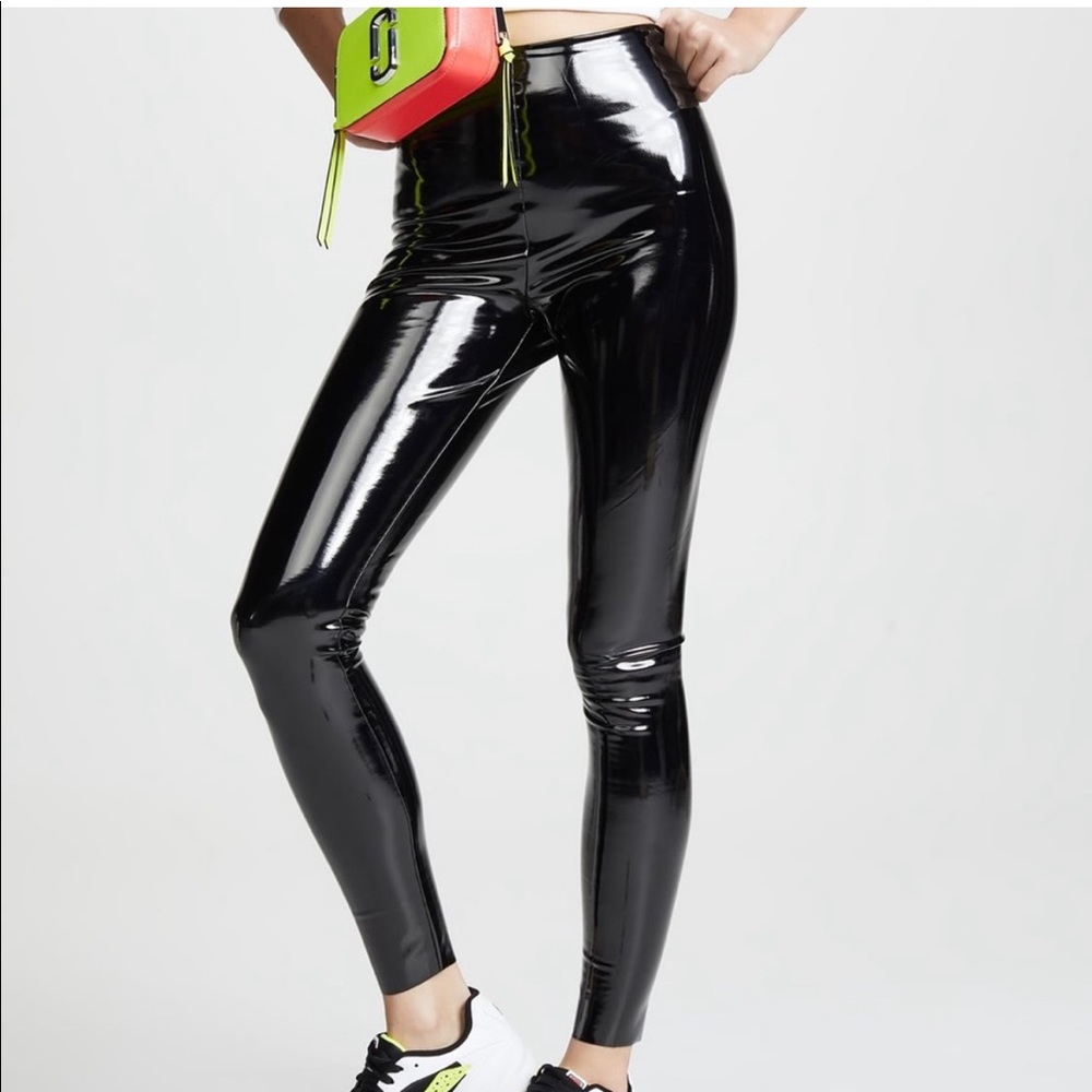 Faux Patent Leather Perfect Control Leggings in Black